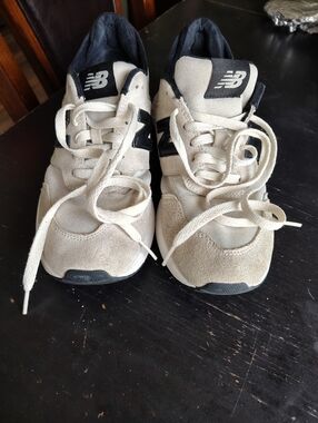 New Balance Kids Cream and Black Sneakers
